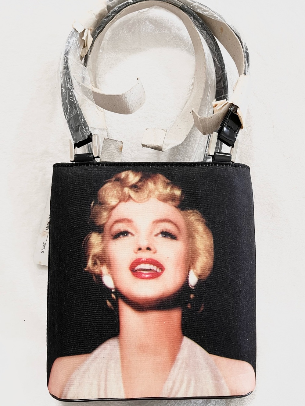 Marilyn Monroe Sequined Black Top Leather Handles Tote Bag NWT - Picture 2 of 6